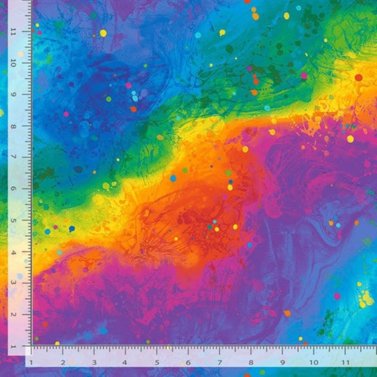 Color Theory Painted Rainbow Texture Cotton Fabric by the Yard